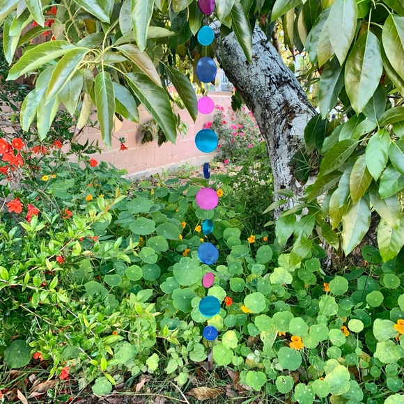 Long 38” Blue Purple Round Glass Mirror Door Hanging Garland Strand Window Decor - Picture 6 of 9